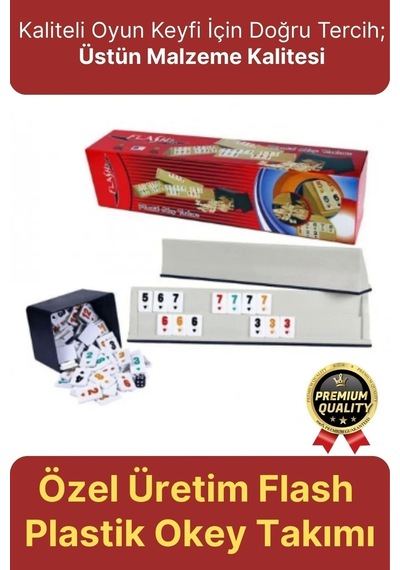 Premium Kaliteli Eğlence Hobi Çizilmeye Dayanıklı Silinebilir Büyük Boy Flash Plastik Okey Takımı