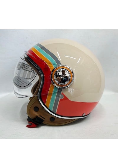 Nero Tk-06 Şefaf Vizörlü Yarım Açık Kask Parlak Krem