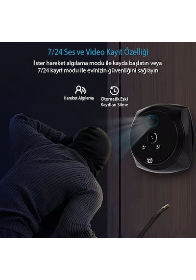 Ayt Powermaster Pm-24933 3.5 İnç Kameralı Akıllı Kapı Zili Kapı Dürbün Kamera Görüntülü Kapı Zili