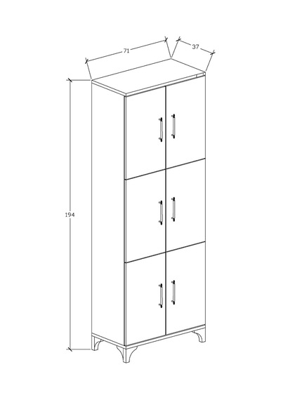 Tr % 100 Mdflam Çok Amaçlı Kiler,balkon,banyo 6 Kapaklı Dolap Genişlk71cm Diğer