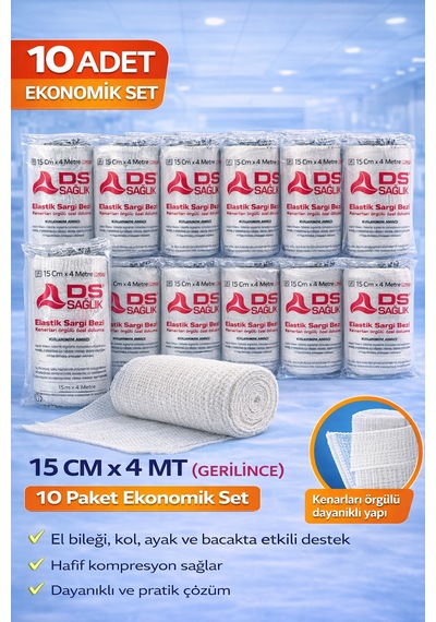 Elastik Sargı Bezi 15x4 Metre Gerilince Kenarları Örgülü Özel Dokuma