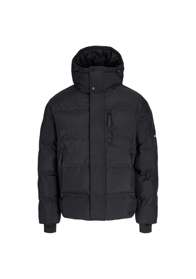 Jack & Jones Erkek Kapüsonlu Fermuar Kapamali Puffer Mont - Trace - 12301850 Siyah