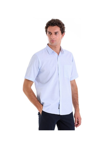 Hatemoğlu Mavi Comfort Fit Kareli Pamuklu Slim Yaka Kısa Kol Klasik Gömlek Mavi Hatemoğlu Mavi Comfort Fit Kareli Pamuklu Slim Yaka Kısa Kol Klasik Gömlek Mavi