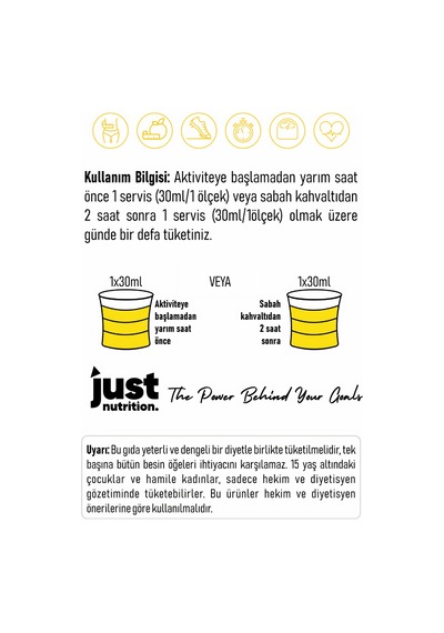 Just Nutrition L-carnitine 1000 Mg 1000 Ml 33 Servis Limon + 2 X L-karnitin Shot