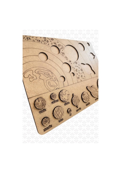 Solar Sistem Gezegenler Sistemi Puzzle Ahşap Boyanabilir Bul Tak Eğitici Montessori Yapboz