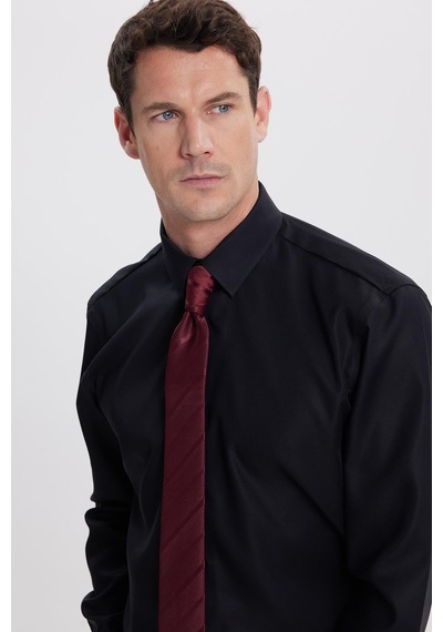 Tudors Slim Fit Siyah Non-ıron %100 Pamuk Doğa Dostu Ekoteks Belgeli Ütü Gerektirmez Gömlek-41964 Siyah