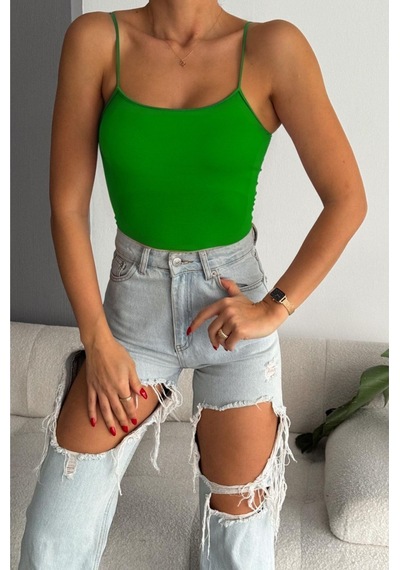 Balenbi Kadın Basic Ip Askılı Uzun Penye Body 1067 Benetton