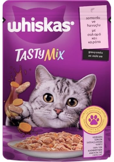 Whiskas Tastymix Somon & Havuçlu Yetişkin Kedi Maması 28 x 85 G