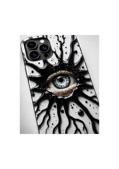 İphone 16 Plus Uyumlu Göz Desenli Telefon Kılıfı Gri - 914778404 Gri
