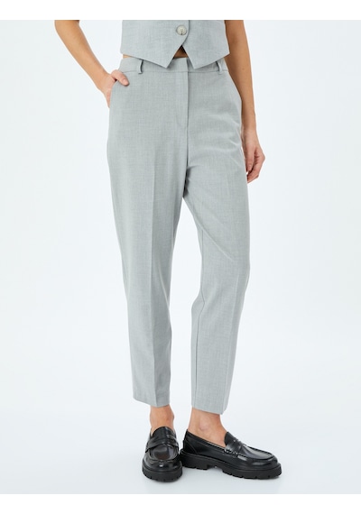 Koton Cepli Slim Fit Cigarette Kumaş Pantolon Gri Melanj 5sak40037uw Gri Melanj