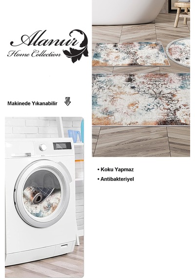 Dekoreko Kaymaz Taban Djt 3 Lü Banyo Paspas Takımı Star Pamuk Karışık Modern 609m Renkli
