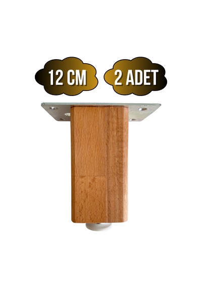 Kale Ayarlı Ahşap Ayak Mobilya Masa Ve Dolap Ayağı Kayın Kayın/gürgen Ağacı 12cm 2 Adet Ahşap Rengi