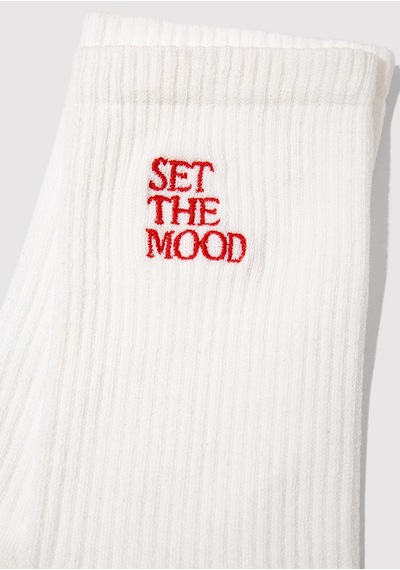 Mavi - Set The Mood Nakışlı Beyaz Soket Çorap 1913920-620 Beyaz