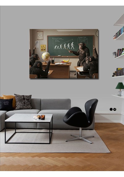 Kanvas Tablo Evrim Ve Eğitim Karikatürü
