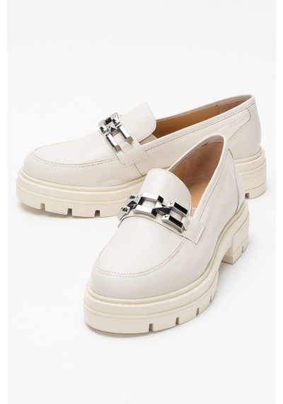 Dericlub Kadın Loafer Kalın Taban Tokalı Makosen Ayakkabı Br 44282 Bej