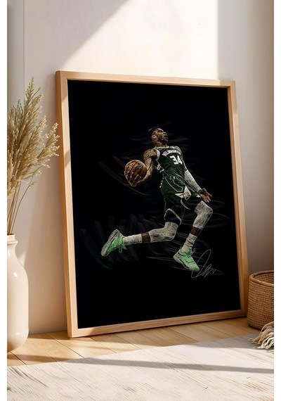 Giannis Antetokounmpo Çerçeveli Tablo Nba Basketbol - Estetik Poster