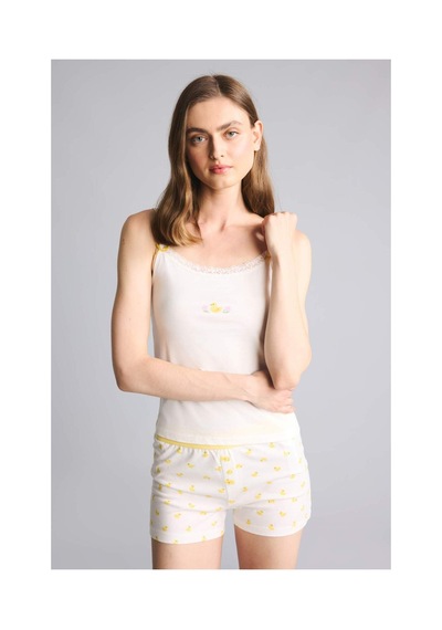 Defacto Regular Fıt Askılı Kalp Baskılı 2li Ecru Pijama Takım G9859ax26smer98 Ekru-er98