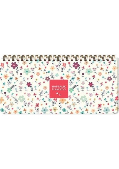 Keskin Color Spiralli Planner Krem Çiçek 13x27 Cm Spiralli Haftalık Planlayıcı