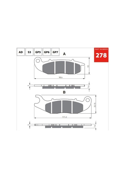 Gold Ad 278 Fren Balata Sinter Metal