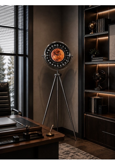Büro Ev Ofis Dekoru İçin 150x45cm Krom Metal 24saat Stil Tripod Ayaklı Saat Diğer