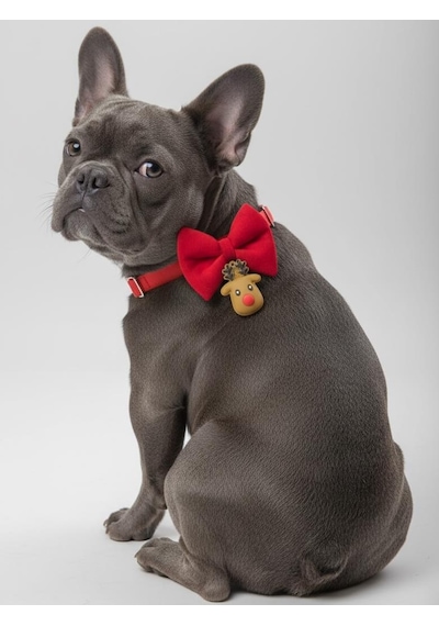 Yılbaşı Geyiği Köpek Papyon Tasması Kırmızı Fiyonk Boyun Aksesuarı Noel Temalı Köpek Süsü Orta Ve Büyük Irklar İçin