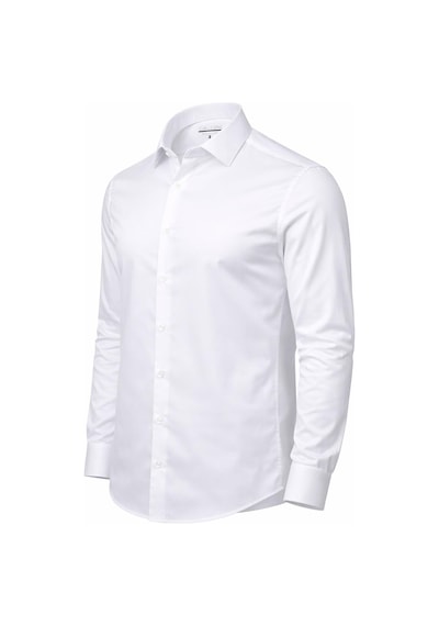 Classics Men Slim Fit Uzun Kollu Kolay Ütü Pamuk Saten Erkek Gömlek Beyaz