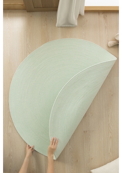 Ocean Home Textile Yıkanabilir Mint Kırçıllı Pamuklu Halı Kilim 120 Cm Çap