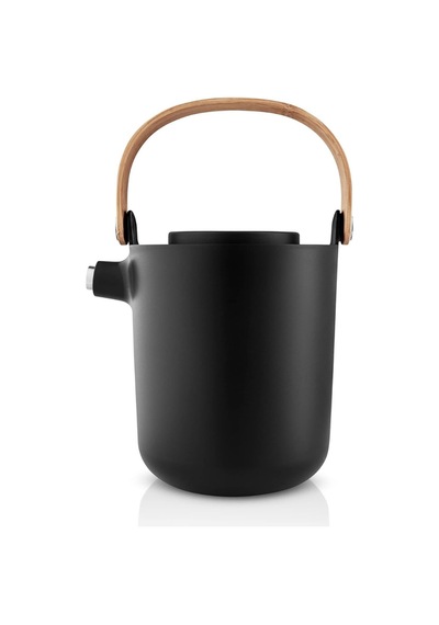 Nordic Kitchen Çay Termosu 1l, Çift Duvarlı Yalıtım, Entegre Çay Filtresi, Danimarka Tasarımı Siyah
