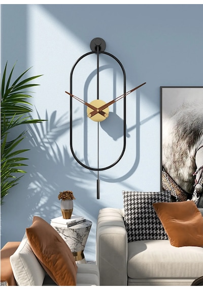 MetaQuartz Aksesuar Serenity Black Gold, Dekoratif Modern Duvar Saati
