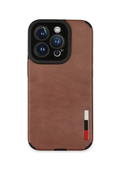 Newface Apple Uyumlu iPhone 14 Pro Max Kılıf Loop Deri Silikon - Kahverengi Kahverengi