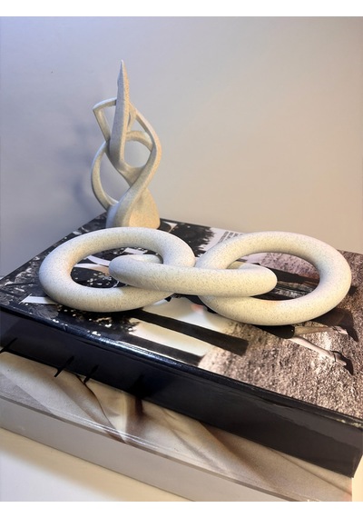 Modern Beyaz Zincir Dekoratif Obje Şık Masa Üstü & Kitaplık Süs Eşyası 12 Cm X 3 Zincir Bloğu