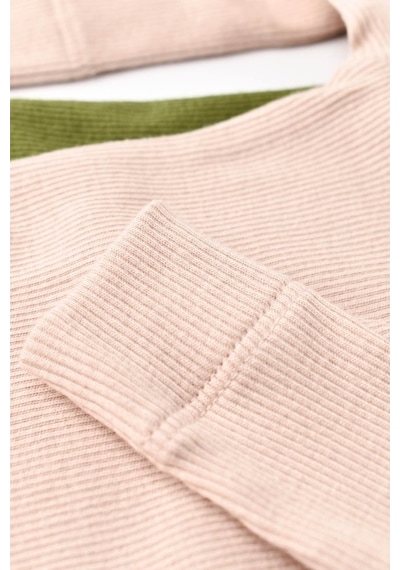 Rebebe Babycosy Modal 2 Li Uzun Kollu Bebek Badi - Bebek Body - Csym1131 (544734899) Yeşil - Pudra