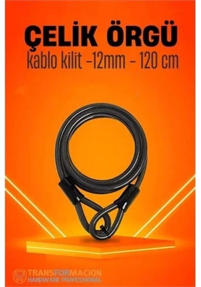 Transformacion Çelik Örgü Kablo Kilit 12mm 120 Cm Bisiklet Kilidi Motosiklet Kilidi Eşya Garaj Kilidi 721730