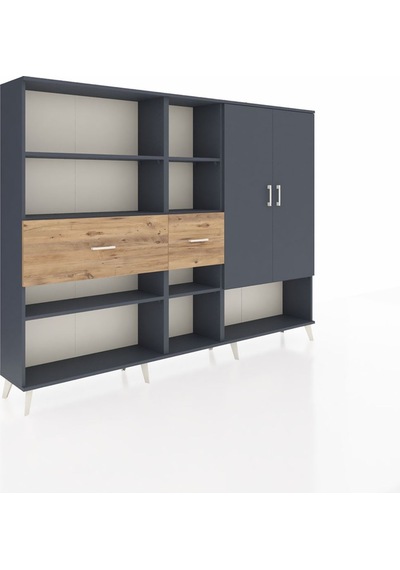 Arges Dolap 10 Raflı 2 Çekmeceli 2 Kapaklı 220x30x163 Antrasit-an Antrasit-antrasit/çam Arges Dolap 10 Raflı 2 Çekmeceli 2 Kapaklı 220x30x163 Antrasit-an Antrasit-antrasit/çam