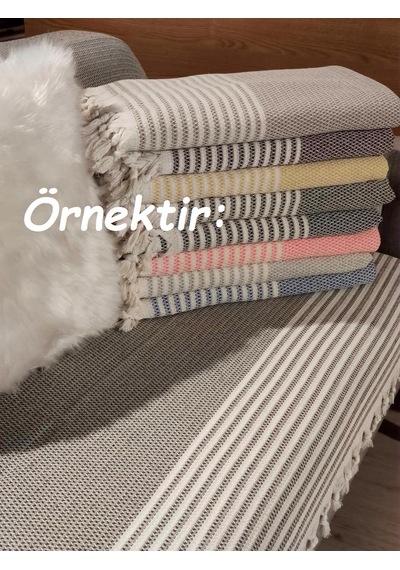Pamuklu Kaymaz Hasır Dokuma Koltuk Örtüsü 180x220 - İndigo Indigo