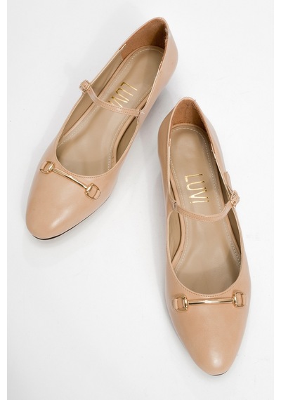 Luvishoes Luvi Shoes Ojen Bej Cilt Kadın Kısa Topuklu Ayakkabı BEJ CILT