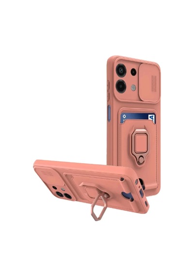 Newface Xiaomi Redmi Note 13 4g Kılıf Zuma Kartvizitli Yüzüklü Silikon - Pembe