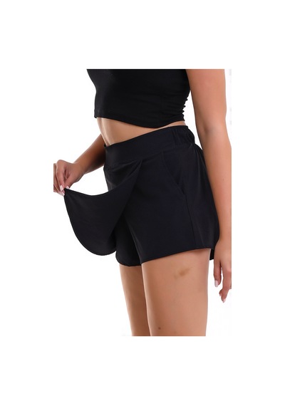 Winmoda34 Kadın Spor Şortlu Tenis Eteği Siyah