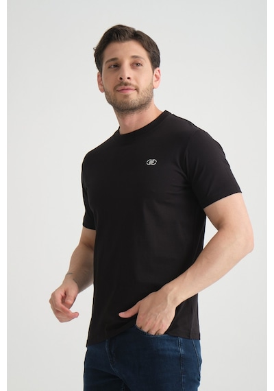 Shooter Sportwear Shooter Erkek T-shirt Nefes Alabilen Esnek Pamuklu Kumaş Regular Kalıp Minimal Logolu Siyah