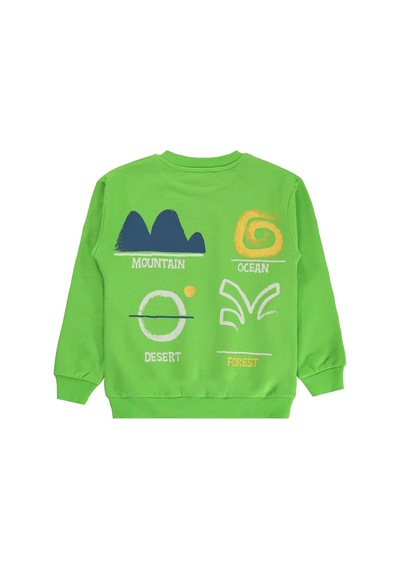 Silversun Kids Silversun Ocean Baskılı 8-13 Yaş Sweatshirt - Yeşil Koyu Yeşil