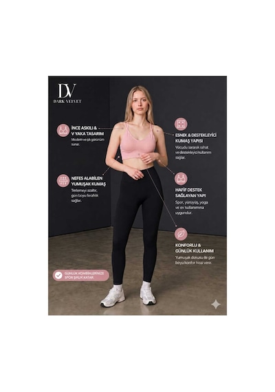 Dark Velvet Kadın Çapraz Askılı Dikişsiz Görünümlü Bralet Büstiyer Açık Pembe