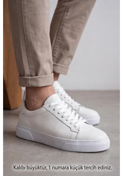 Prestige Sneaker Hakiki Deri Beyaz Erkek Sneaker, Ergonomik Kalın Ve Yumuşak Tabanlı Bağcıklı ... Prestige Sneaker Hakiki Deri Beyaz Erkek Sneaker, Ergonomik Kalın Ve Yumuşak Tabanlı Bağcıklı ...