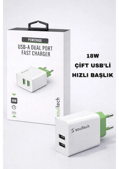 Soultech Powerage 18w Çift Usb-a Girişli Şarj Adaptörü