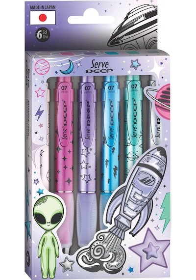 Serve Deep Uçlu Kalem Uzay Serisi - 6'lı Set Çok Renkli
