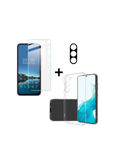 Samsung Galaxy A34 5g Uyumlu Kılıf Şeffaf Temperli Kırılmaz Cam Ekran Ve Kamera Lens Koruyucu Seti