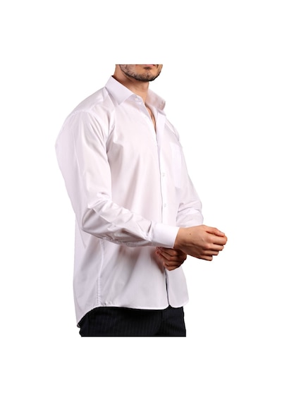 Dicotto Beyaz Büyük Beden Rahat Kesim Cepli Uzun Kol Regular Fit Erkek Gömlek - 150-1 001