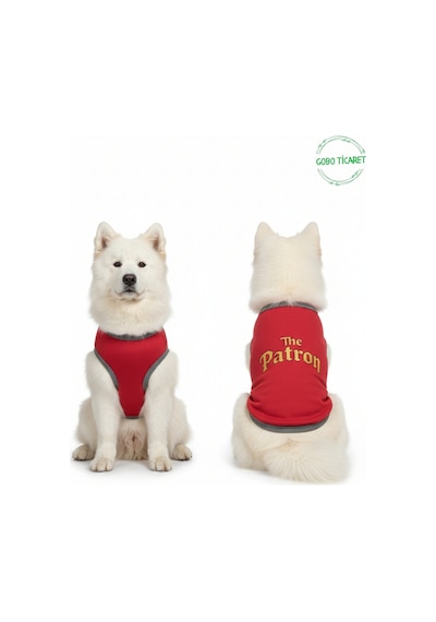 Kırmızı The Patron Yazılı Kedi Ve Köpek Kıyafeti Tişörtü Elbisesi Xsmall/xs/beden 0