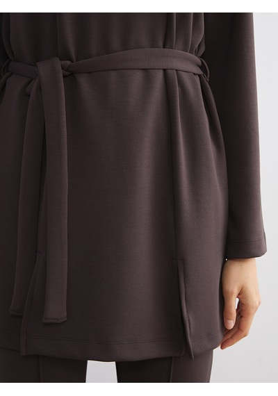 Lcw Modest Kahverengi Beli Kuşaklı Kadın Sweatshirt Tunik