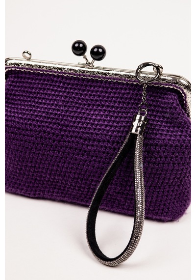 Fabric Craft Bag Portföy Çanta Bilek Askılı Merserize İplik Mor Mor