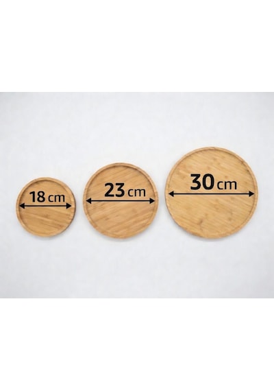 3'lü Bambu Sunum Tabağı Seti - 18cm 23cm 30cm Yuvarlak Servis Tabağı - Mutfak Ve Sofra Düzenleyici Çok Renkli